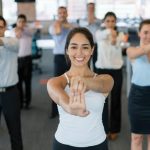 Employees stretching in the workplace