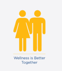 wellness is better together logo - man and woman standing together 