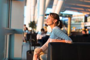 Female traveler in color