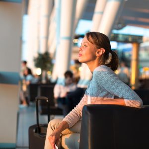 Female traveler in color