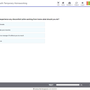 Screenshot of homeworking test questions
