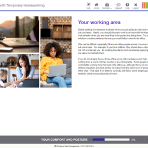 Screenshot of your working area homeworking page