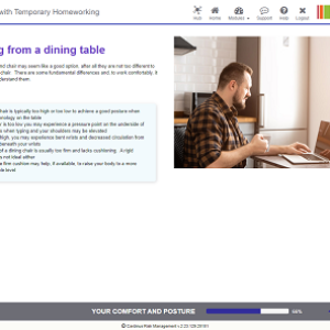 Screenshot of working from a dining table homeworking page