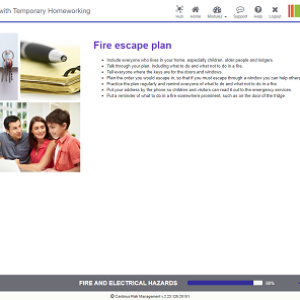 Screenshot of fire escape plan homeworking page