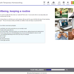 Screenshot of your wellbeing, keeping a routine homeworking page