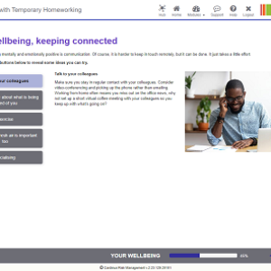 Screenshot of your wellbeing, keeping connected homeworking page