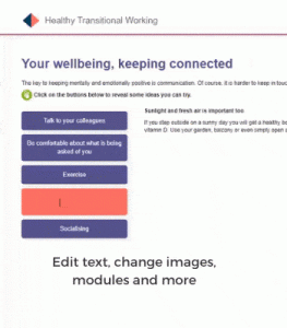 Screenshot of healthy transitional working, your wellbeing, keeping connected