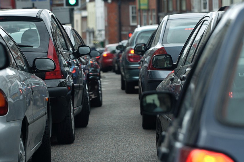 Cars stuck in traffic