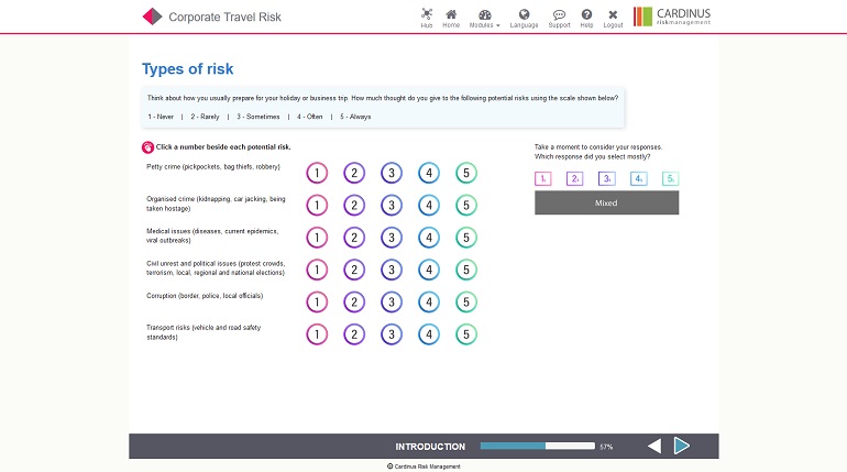 Corporate Travel Risk E-Learning Screenshot