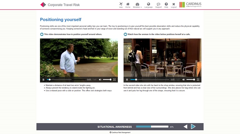 Corporate Travel Risk E-Learning Screenshot