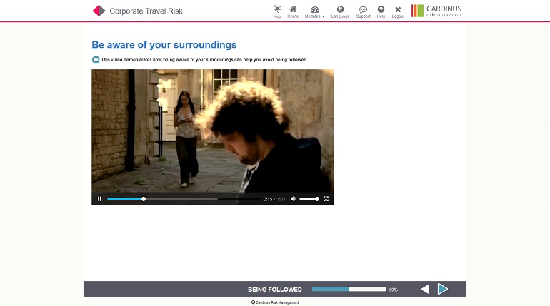 Corporate Travel Risk E-Learning Screenshot