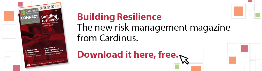 Building Resilience - the new risk management magazine cover from cardinus advert banner 