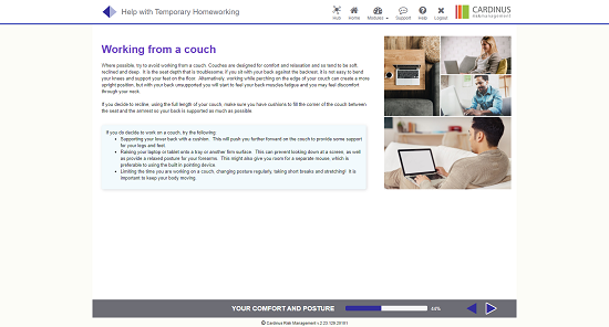 Screenshot of working from couch homeworking page