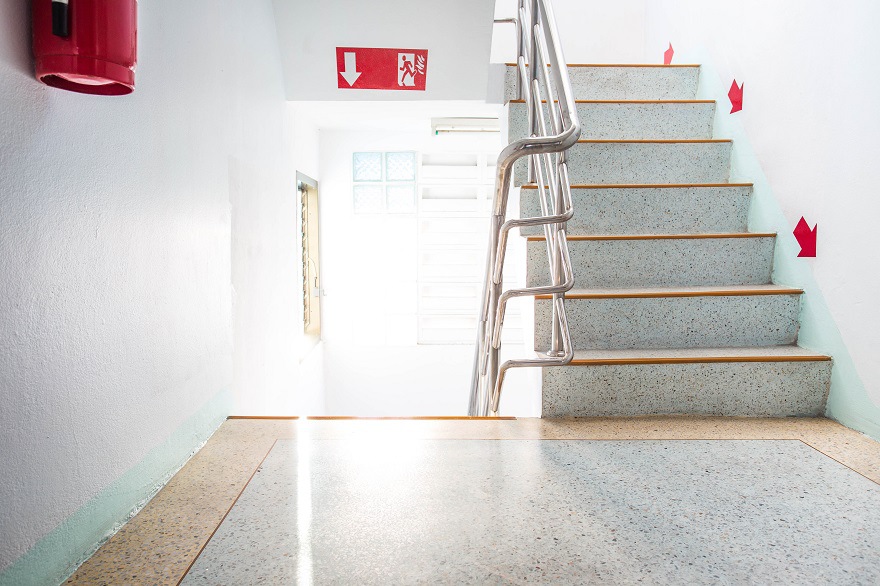 Fire Safety, Driver Risk and Asset Protection during Coronavirus Crisis Empty building with fire signs
