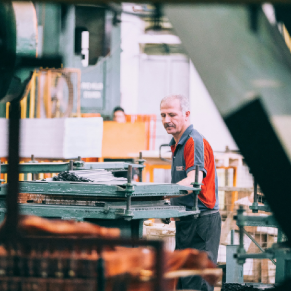A worker in a manufacturing plant