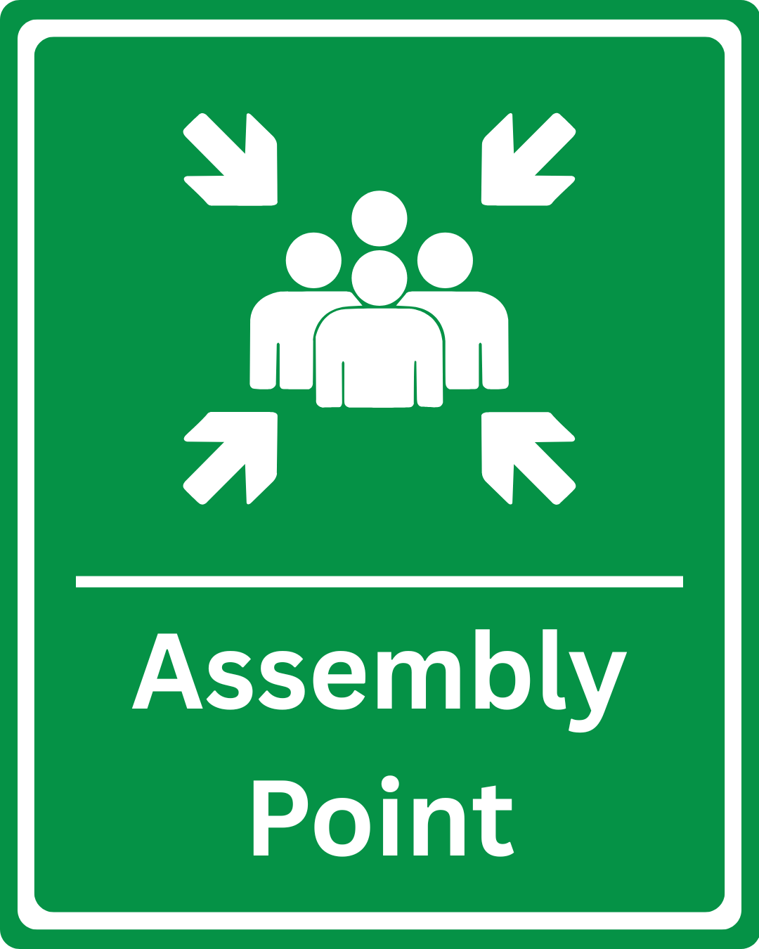 An example of an assembly point fire safety sign