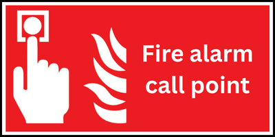 An example of a fire alarm call point fire safety sign