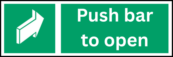 Fire Exit - push bar to open sign graphic