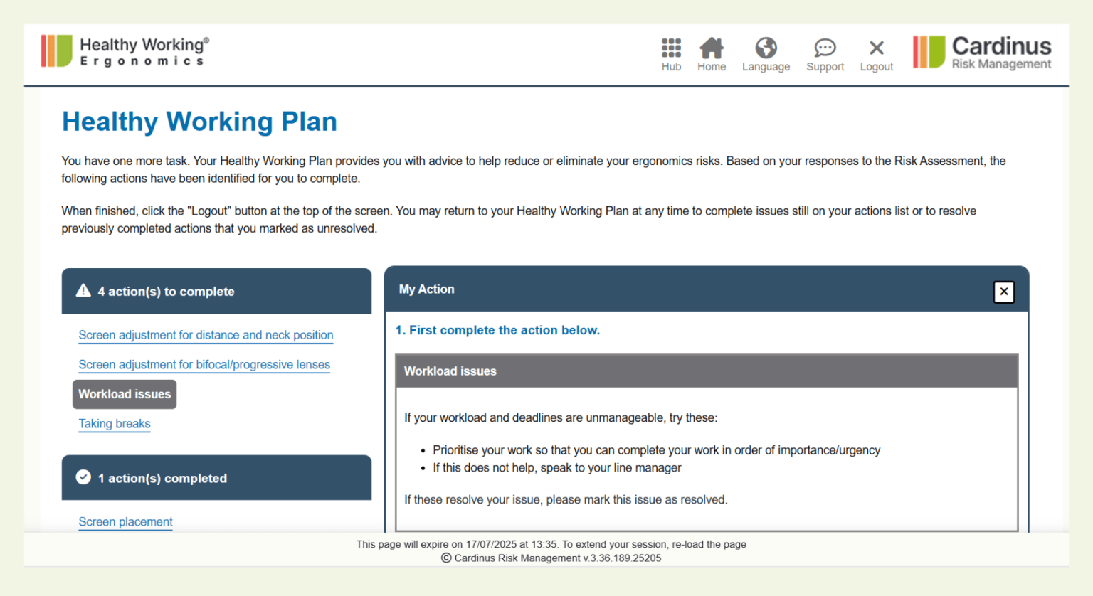 Healthy Working® DSE Management Software - Cardinus